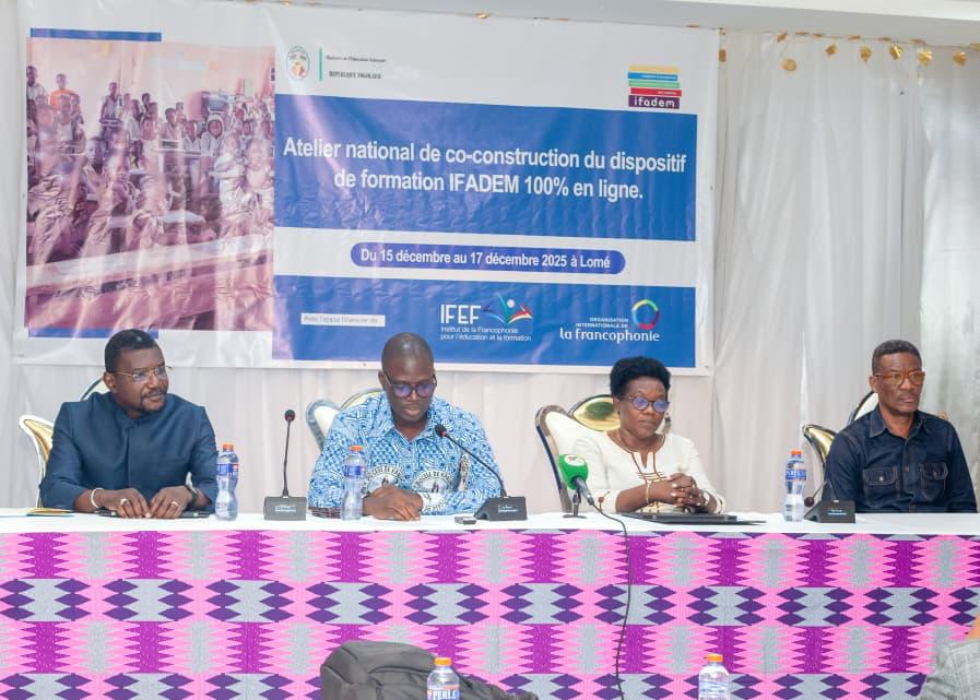 Le Ministère de l’Éducation Nationale, en partenariat avec l’Organisation Internationale de la Francophonie (OIF) et l’Institut de la Francophonie pour l’Éducation et la Formation (IFEF), a ouvert ce lundi 15 décembre à Lomé un atelier national consacré à la co-construction du dispositif de formation en ligne de la phase 2 de l’Initiative Francophone pour la Formation à Distance des Maîtres (IFADEM).
